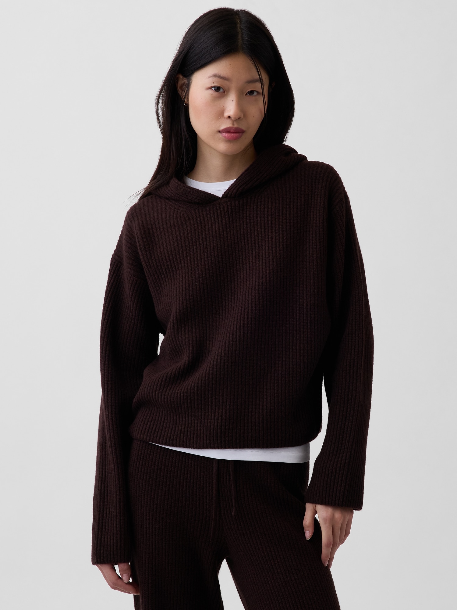 CashSoft Oversized Shaker-Stitch Hoodie