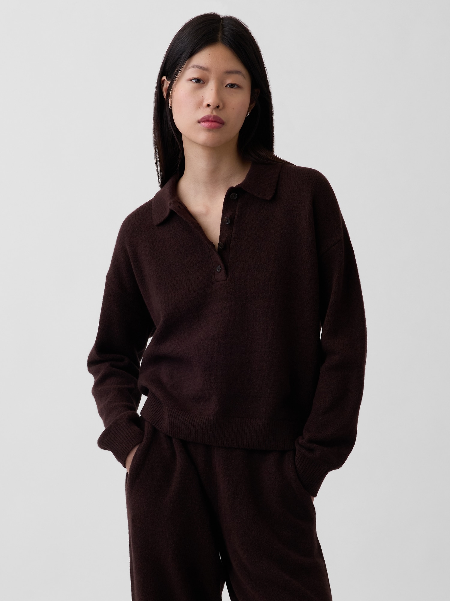 CashSoft Relaxed Polo Sweater
