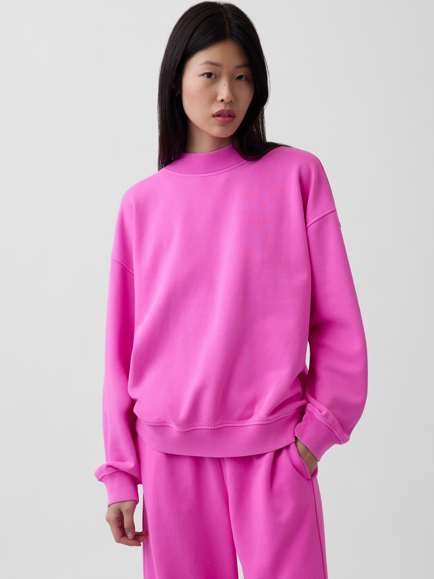 VintageSoft Oversized Mockneck Tunic Sweatshirt