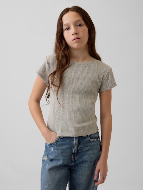 T-SHIRT AJUSTÉ CÔTELÉ MOIRÉ POUR ENFANT