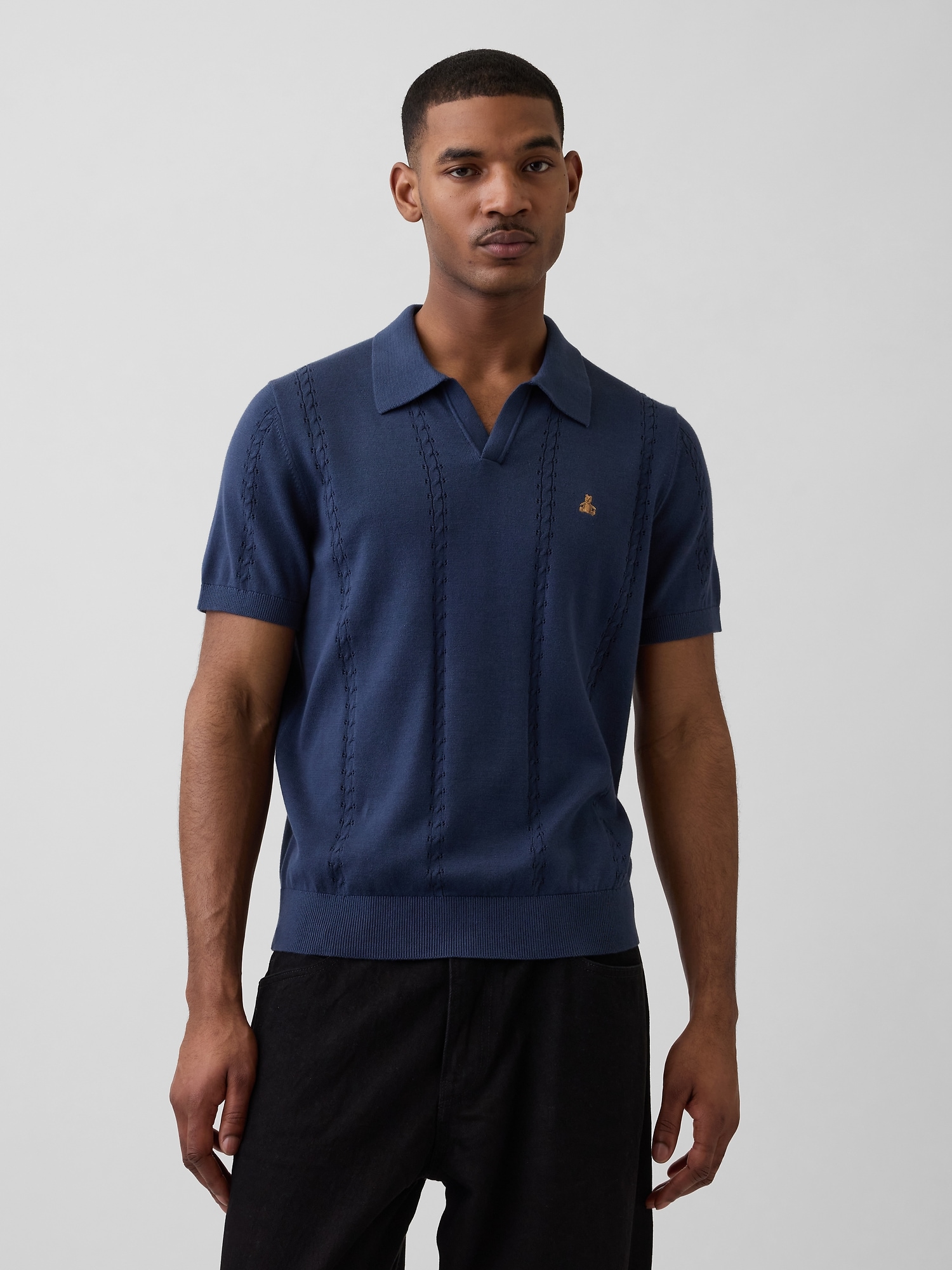 リラックス ジョニーカラー ポインテール ニットシャツ-0