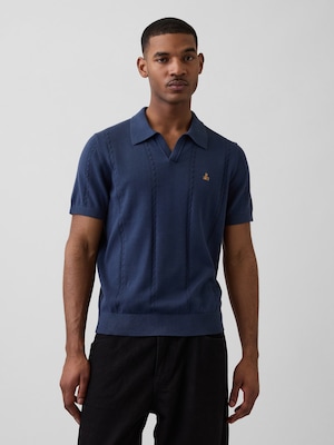 リラックス ジョニーカラー ポインテール ニットシャツ