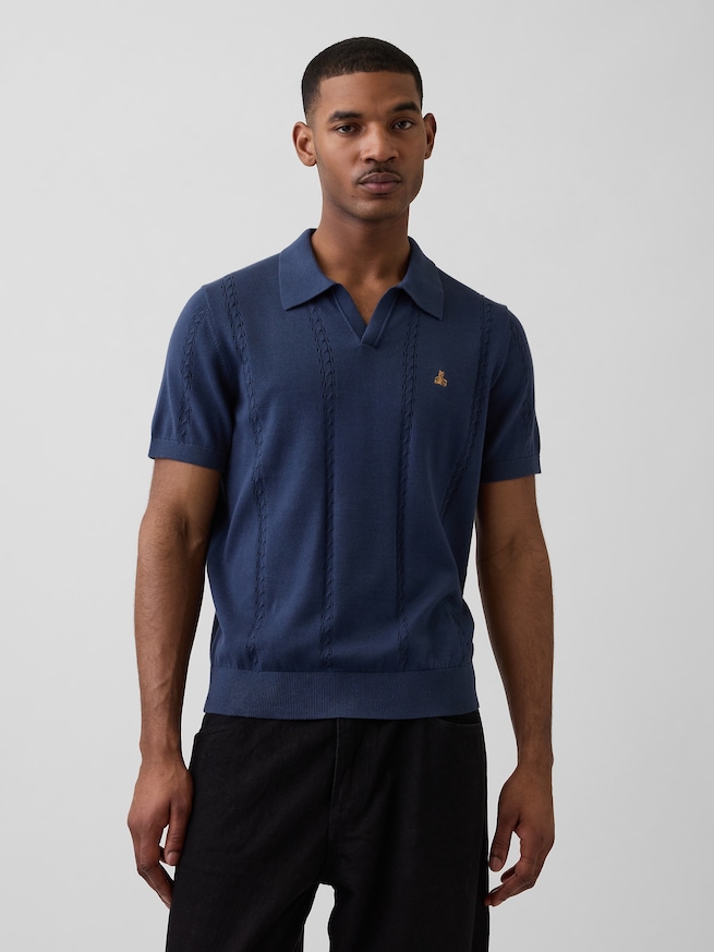 リラックス ジョニーカラー ポインテール ニットシャツ-0