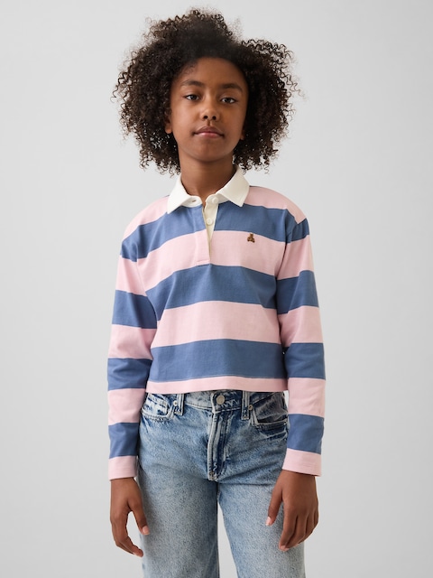 Kids Oversized Rugby Stripe Polo Shirt