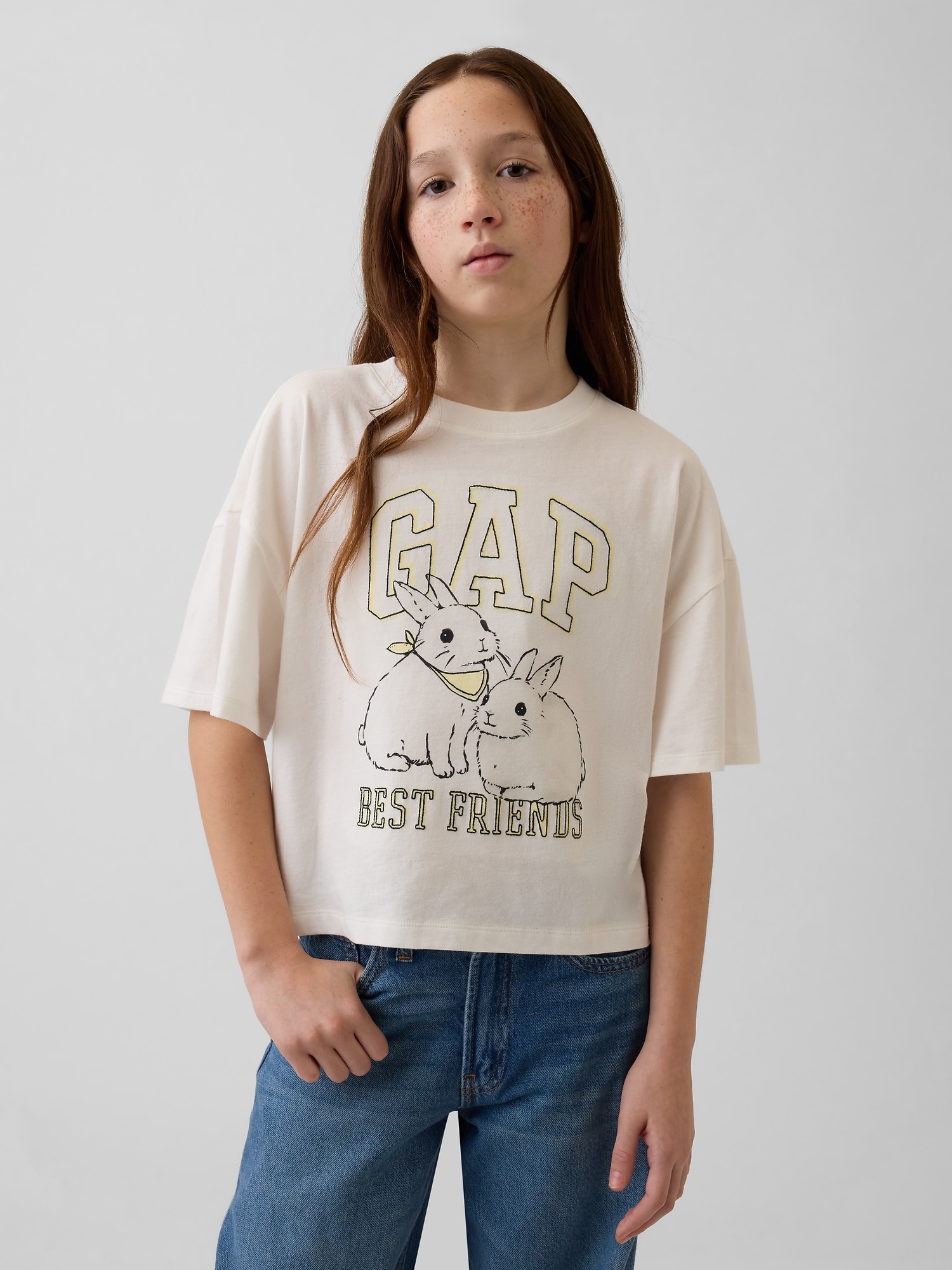 オーバーサイズ グラフィック GAPロゴTシャツ (キッズ)-0