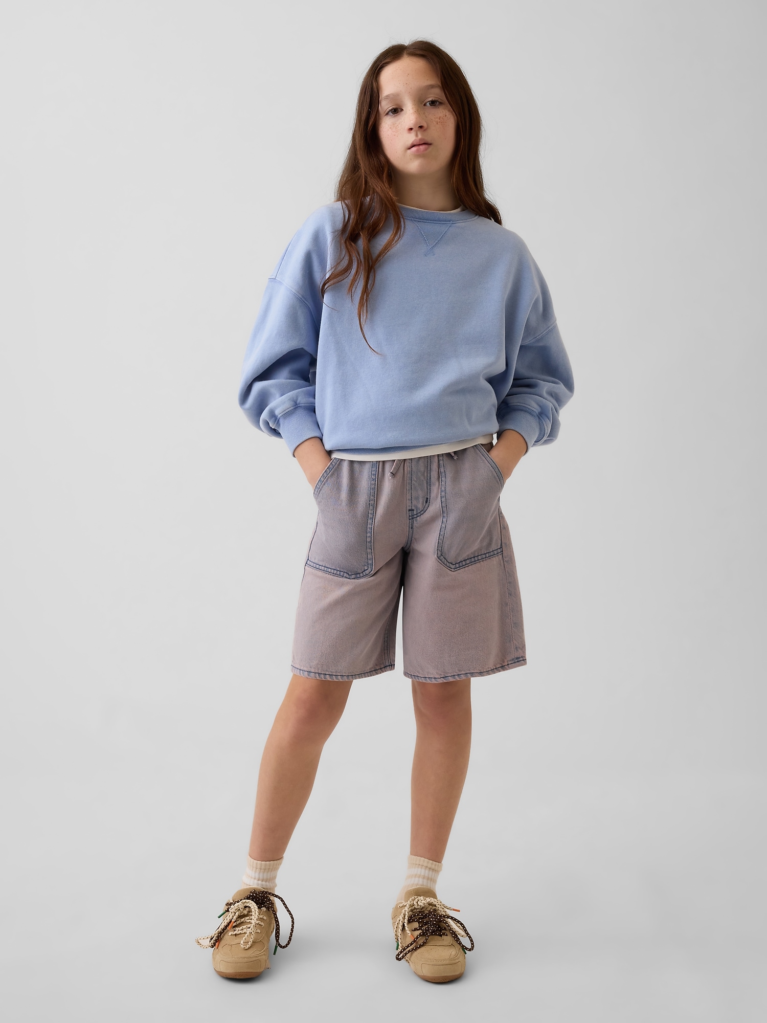 Kids Low Rise Easy Longline Denim Shorts