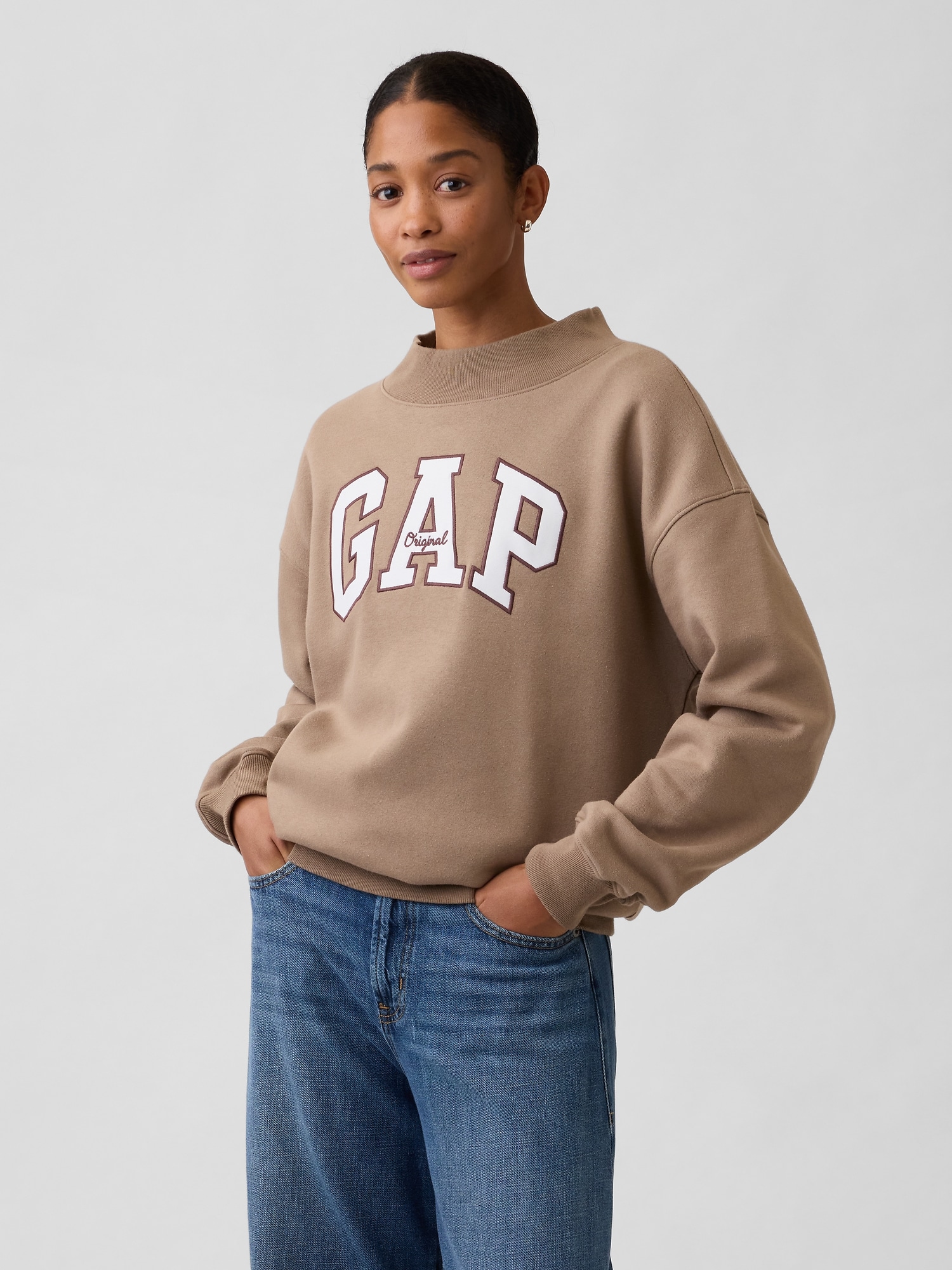 Oversized Gap Logo Mockneck Tunic Sweatshirt