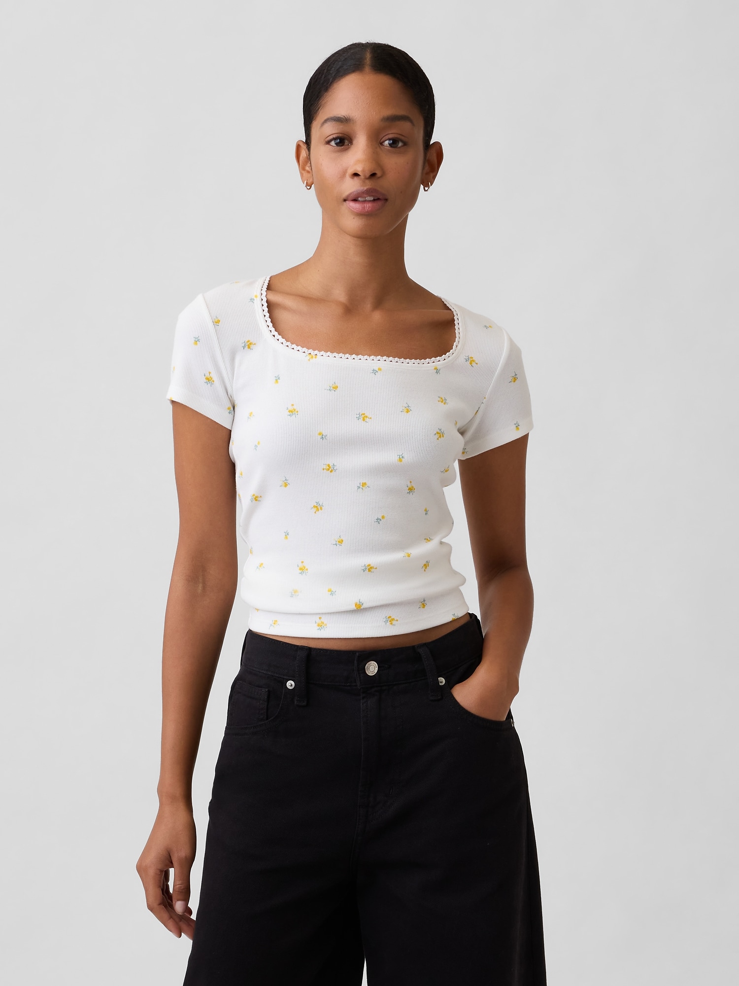 Ribbed Squareneck Top