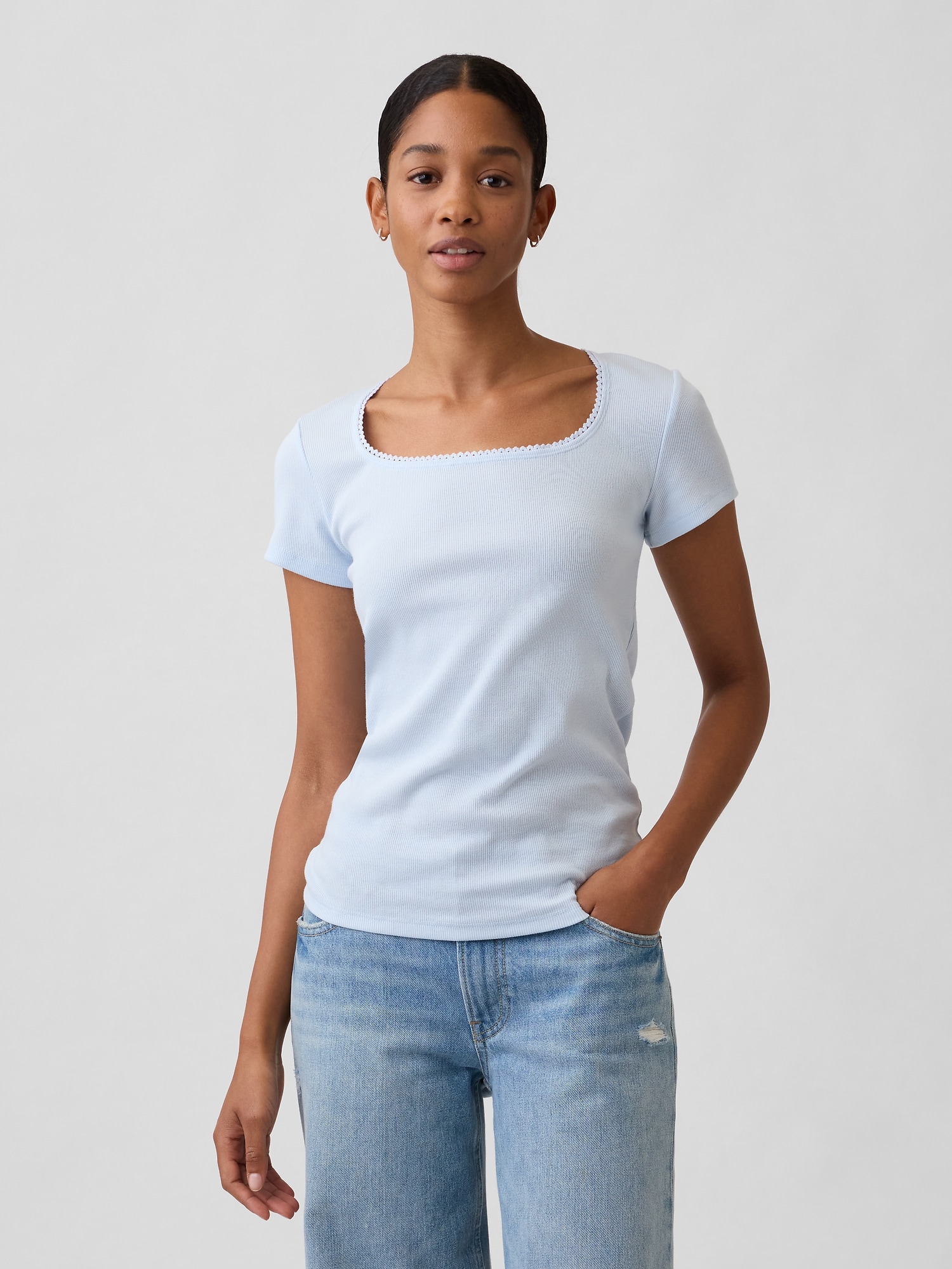 Ribbed Squareneck Top