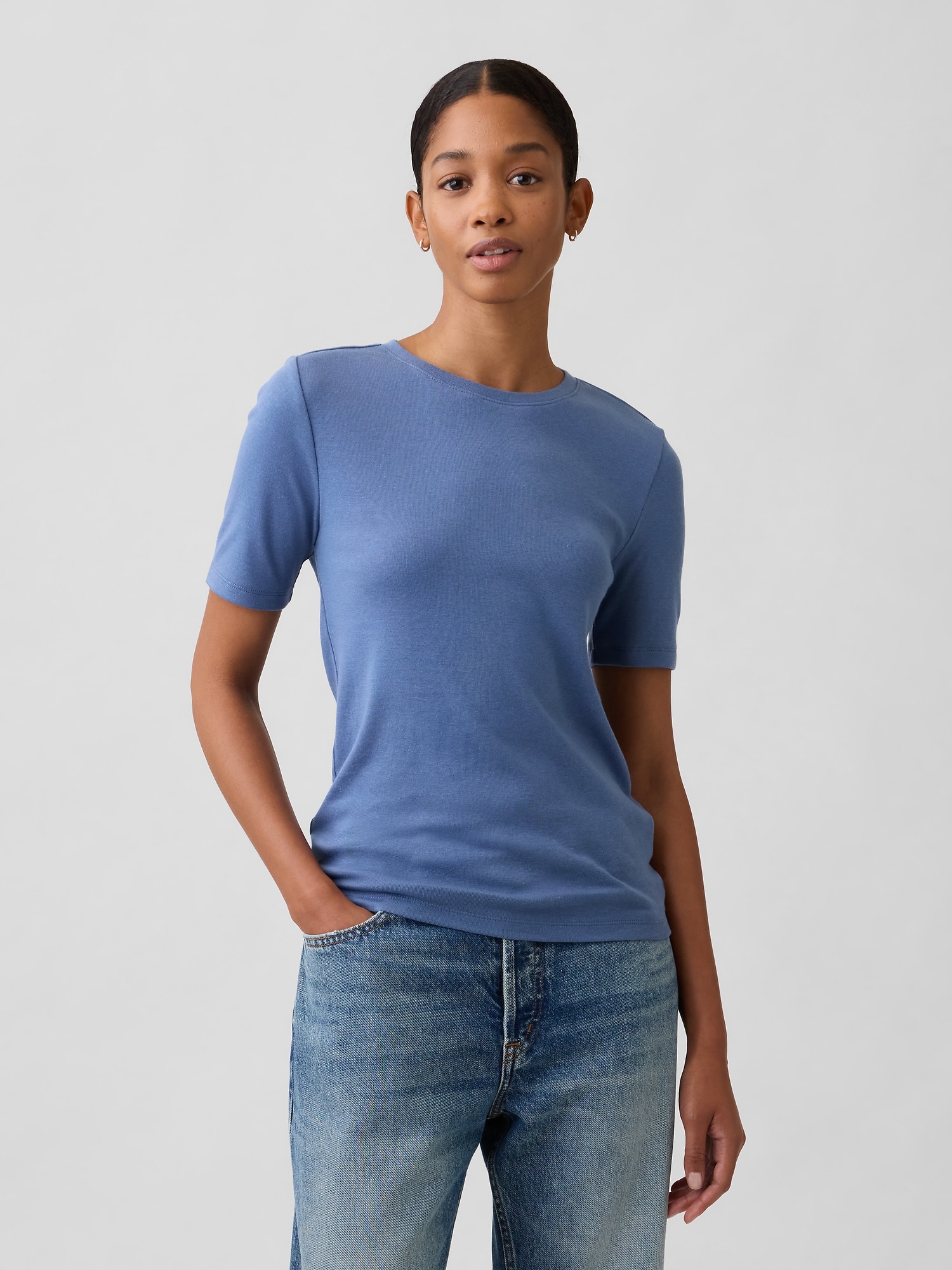 Modern Ribbed Crewneck T-Shirt