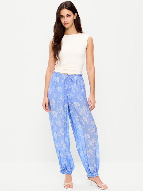 High-Waisted Chiffon Harem Pants