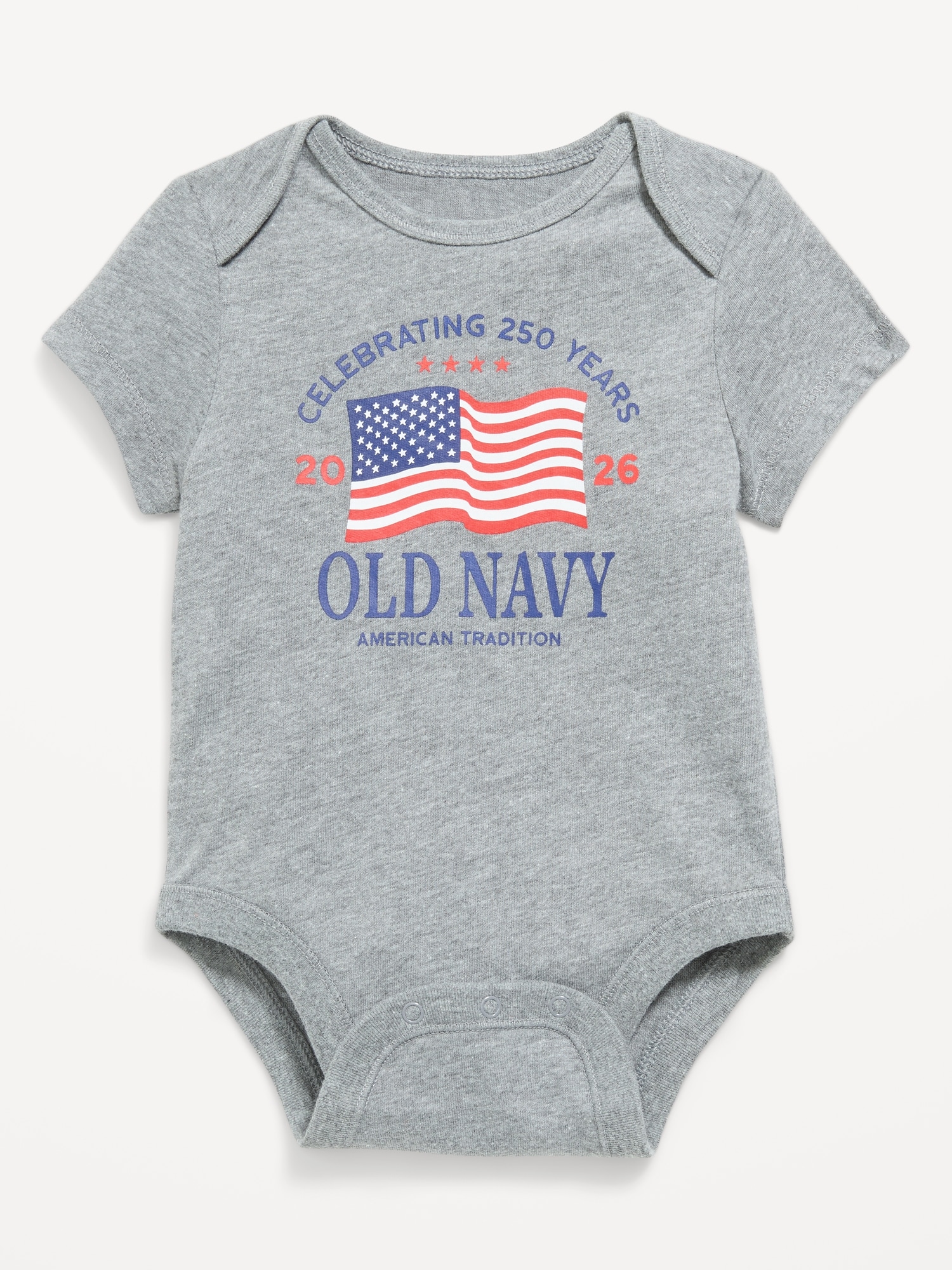 Short-Sleeve Unisex Flag Logo Graphic Bodysuit for Baby