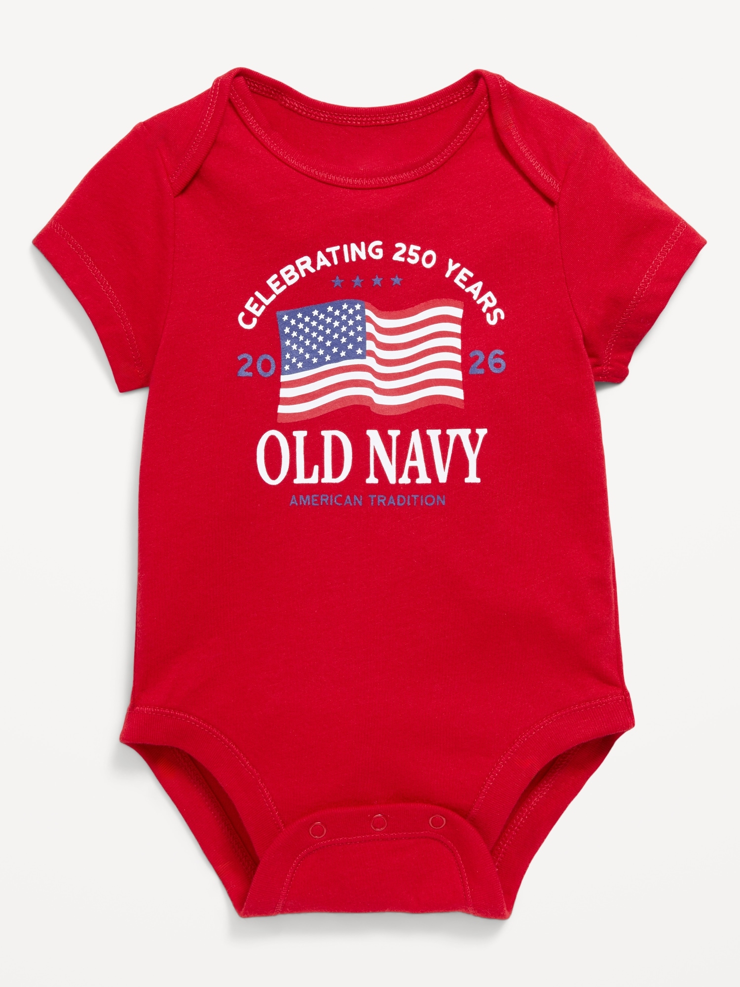 Short-Sleeve Unisex Flag Logo Graphic Bodysuit for Baby