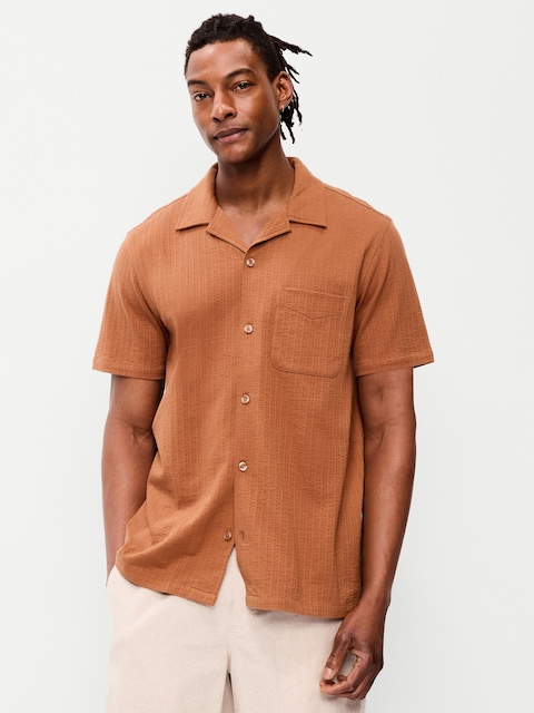 CHEMISE DE VACANCES TEXTURÉE À MANCHES COURTES