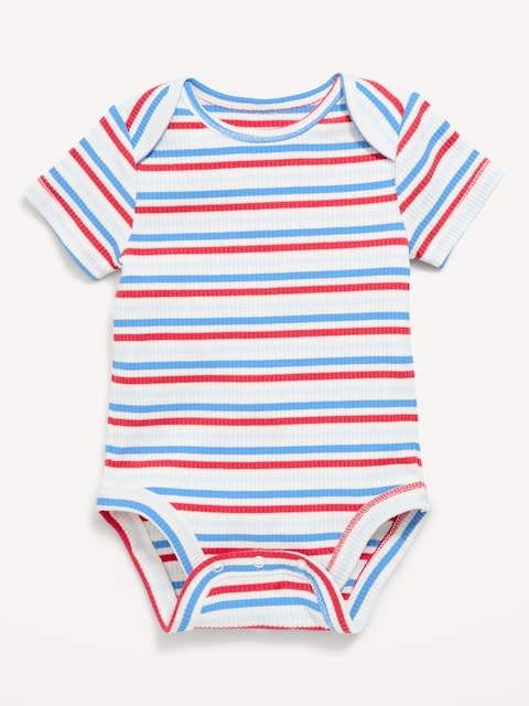Short-Sleeve Ribbed Striped Bodysuit for Baby