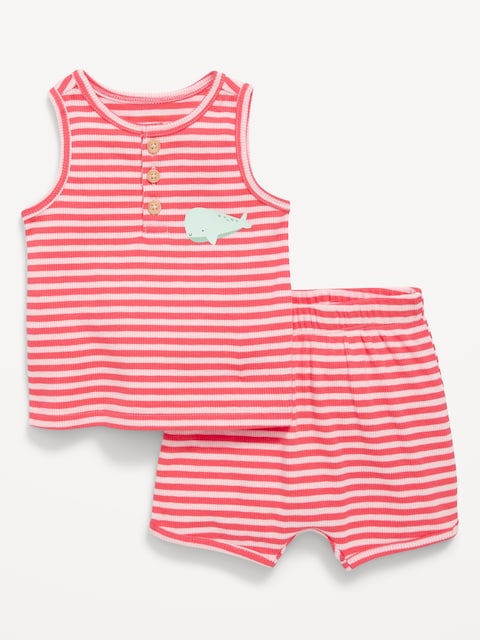 ENSEMBLE CAMISOLE À ENCOLURE HENLEY ET SHORT POUR BÉBÉ