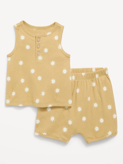 ENSEMBLE CAMISOLE À ENCOLURE HENLEY ET SHORT POUR BÉBÉ
