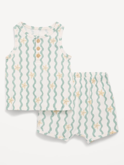 ENSEMBLE CAMISOLE À ENCOLURE HENLEY ET SHORT POUR BÉBÉ