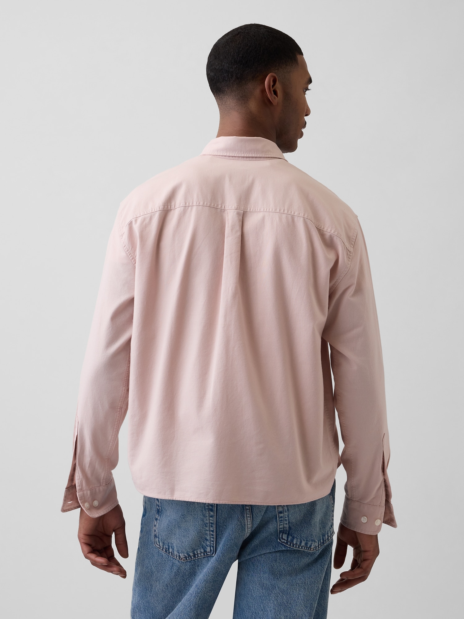 リラックスフィット クロップド ストレートヘム GAPロゴ オックスフォードシャツ-2