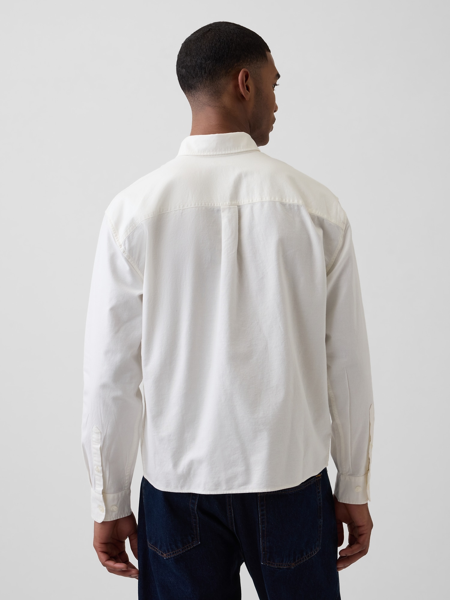 リラックスフィット クロップド ストレートヘム GAPロゴ オックスフォードシャツ-2