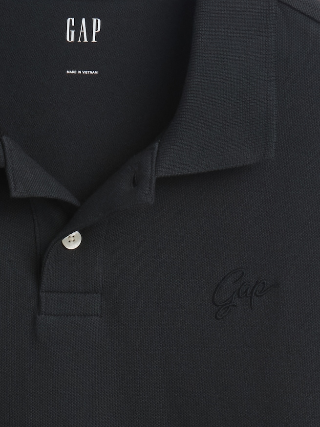 リラックスフィット ピケ クロップド ポロシャツ-3