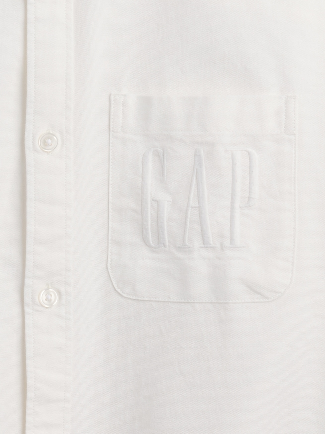 リラックスフィット クロップド ストレートヘム GAPロゴ オックスフォードシャツ-3