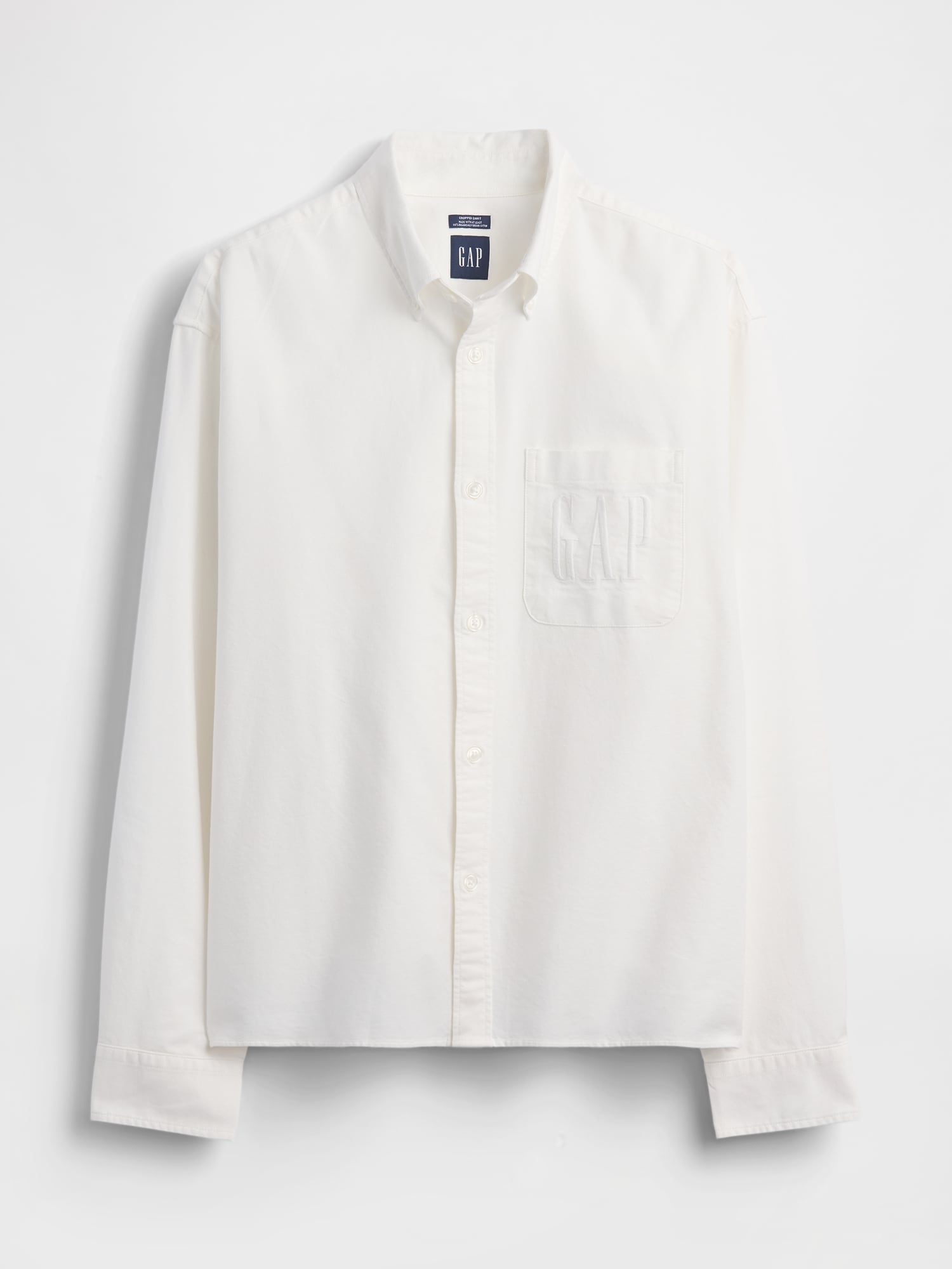 リラックスフィット クロップド ストレートヘム GAPロゴ オックスフォードシャツ-4