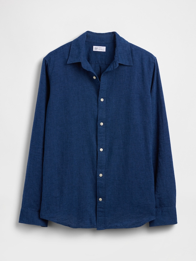 スタンダードフィット リネンブレンドシャツ-4