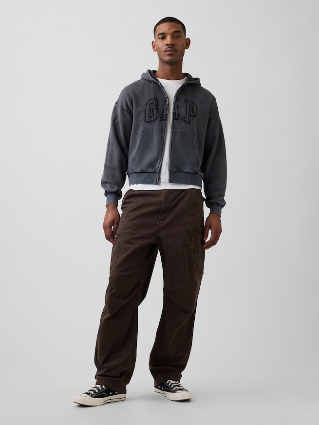 ヴィンテージソフト オーバーサイズ GAPロゴ ジップアップパーカー-1