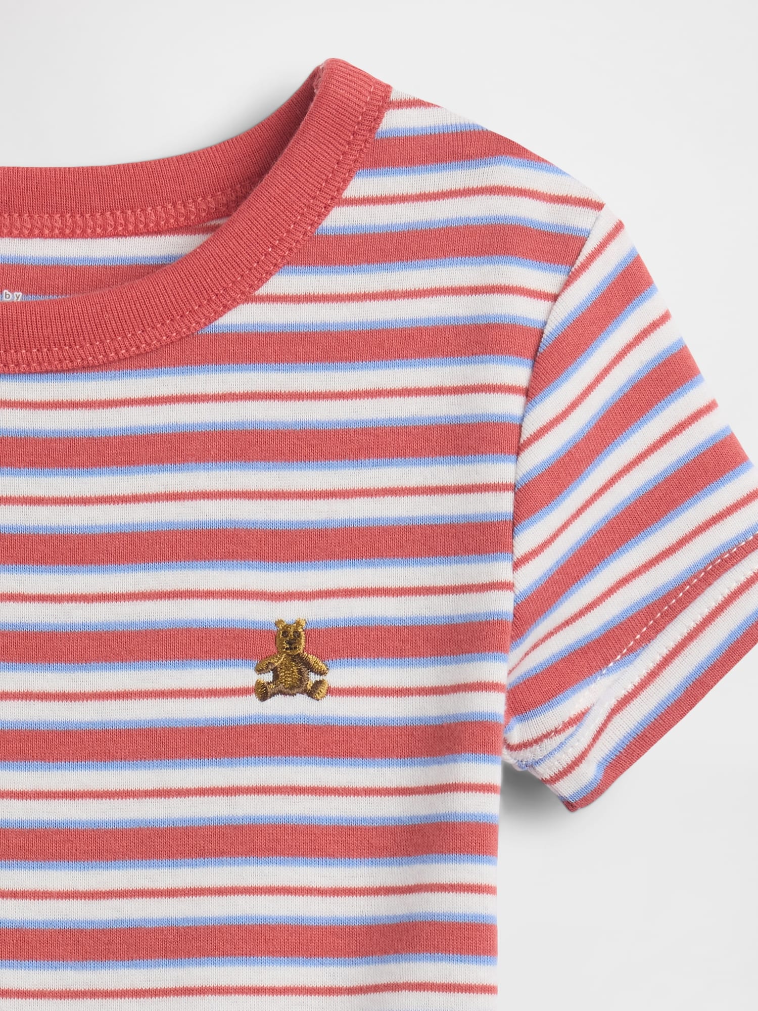 Pyjama court en coton biologique brossé à rayures pour Bébé et Tout-petit