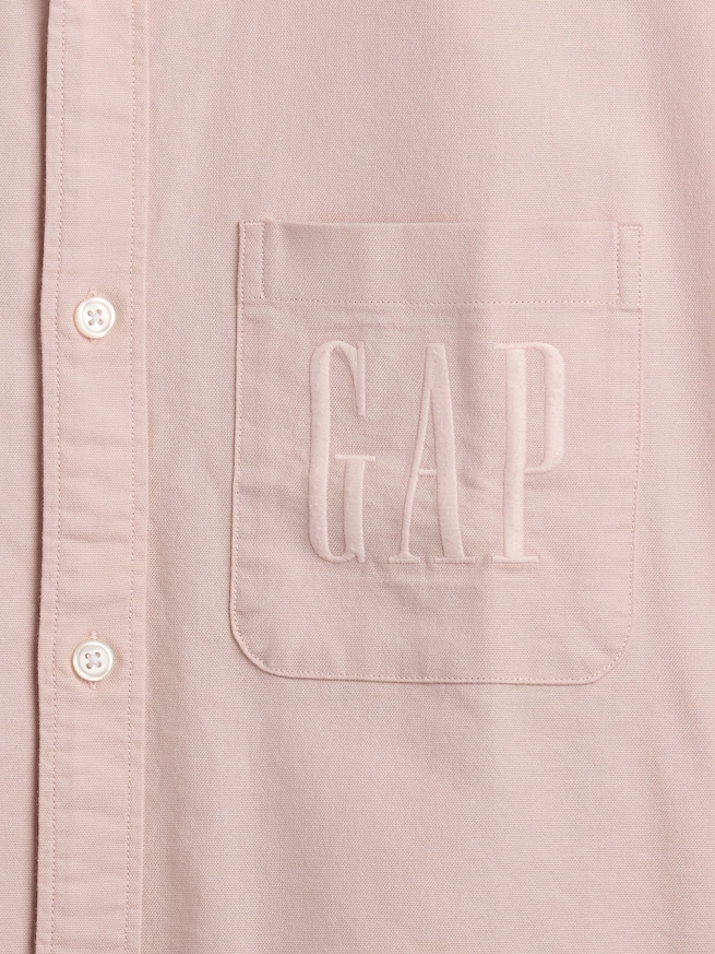 リラックスフィット クロップド ストレートヘム GAPロゴ オックスフォードシャツ-3