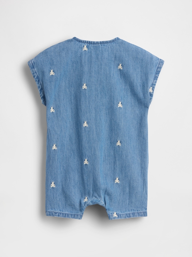 刺しゅう ブラナンベア デニム ショートオール (ベビー)-1