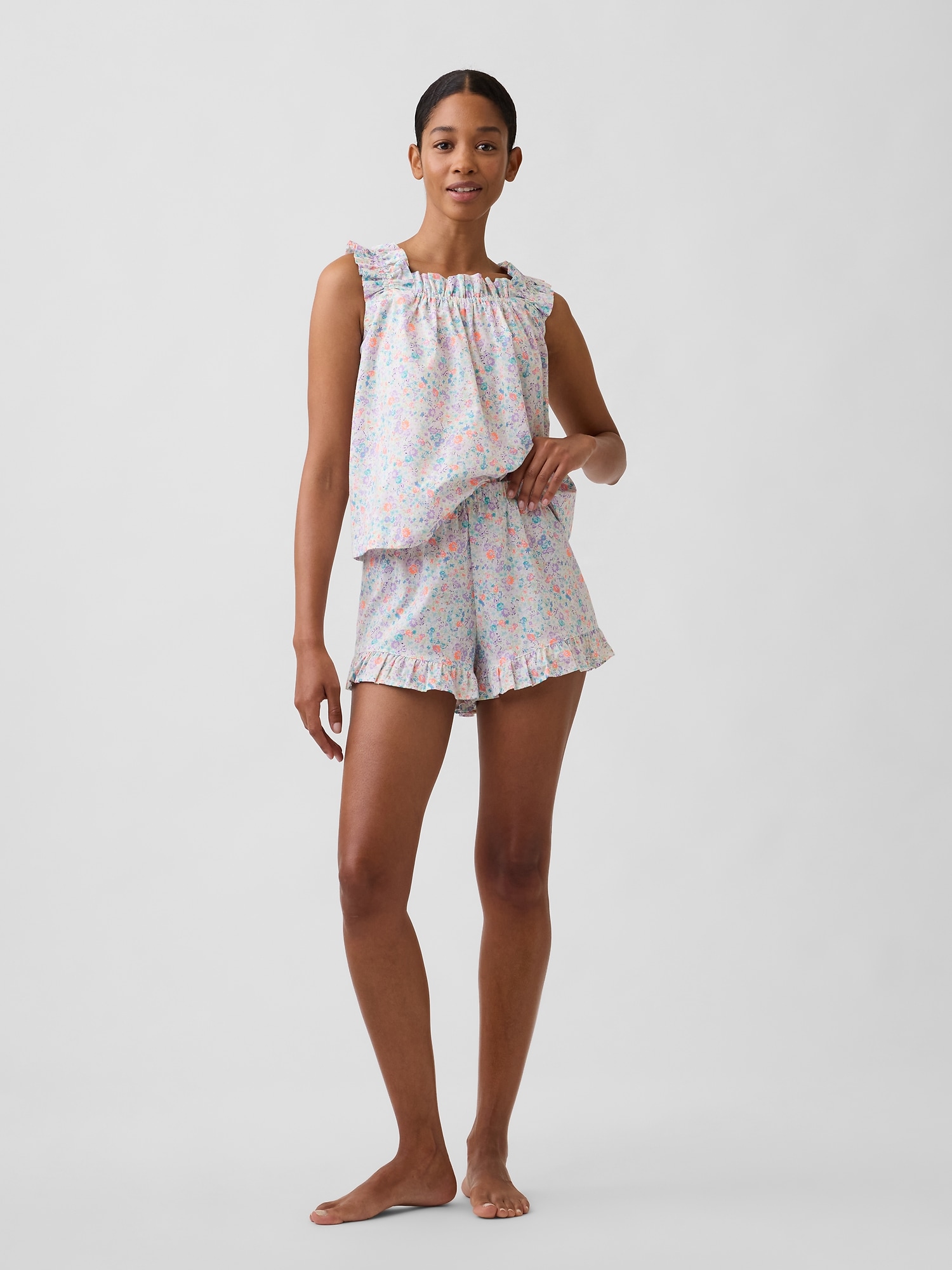 ラッフルフリル ポプリン パジャマショートパンツ-4