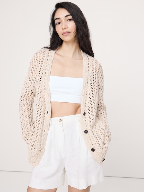 CARDIGAN CROCHETÉ EN COTON