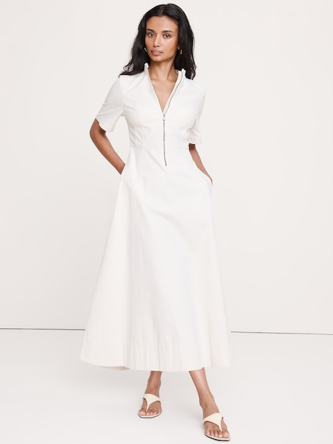 ROBE EN TOILE DE COTON À GLISSIÈRE