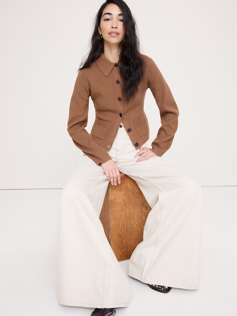 CARDIGAN POLO EN COTON ET SOIE PIED D'ALOUETTE