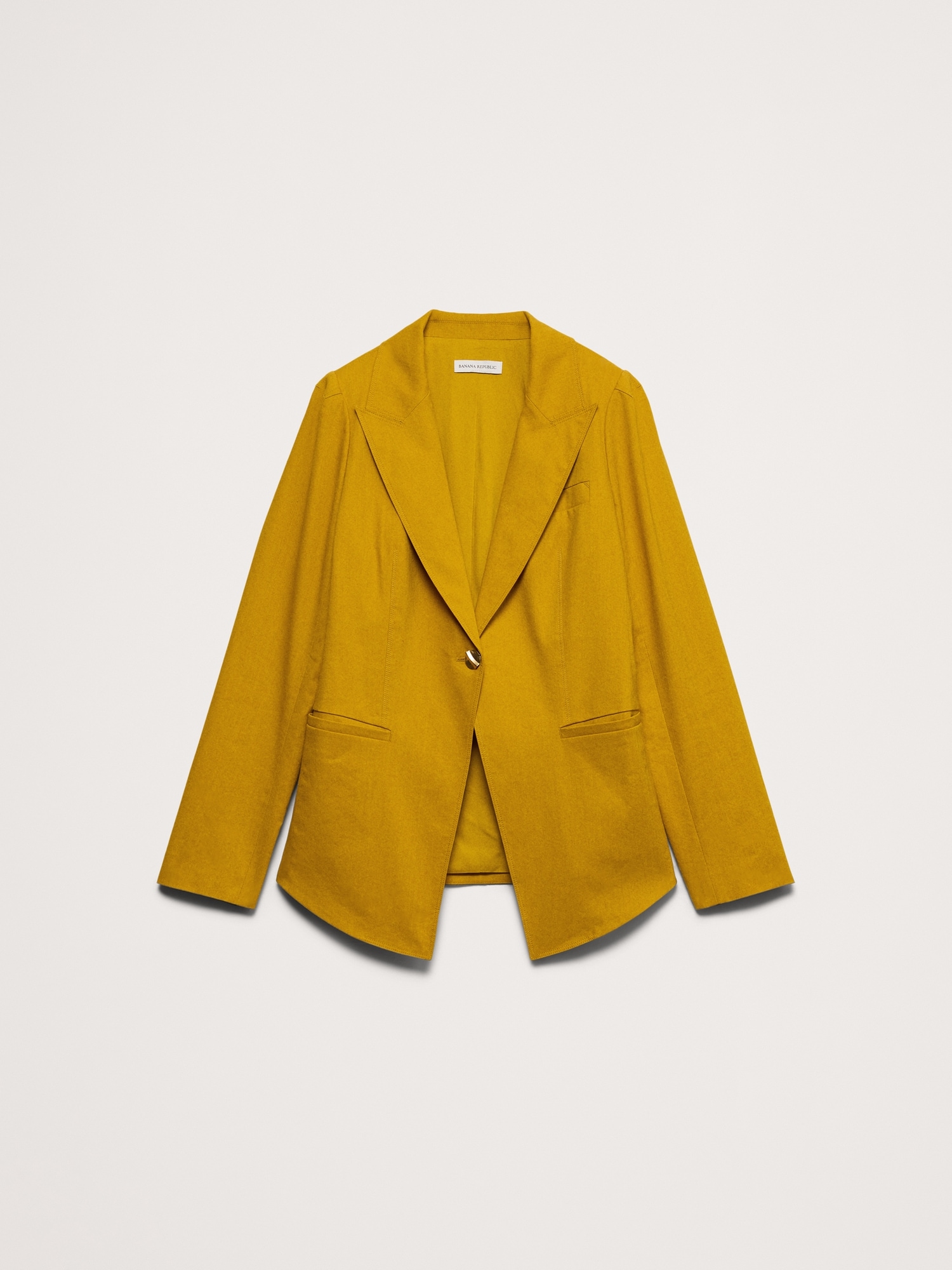 Stretch Linen-Viscose Long Blazer