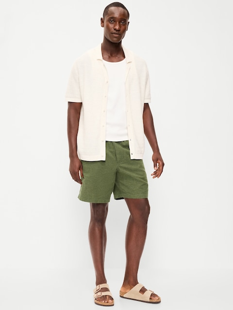 Linen-Blend Jogger Shorts -- 7-inch inseam