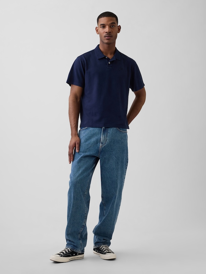 リラックスフィット ピケ クロップド ポロシャツ-1