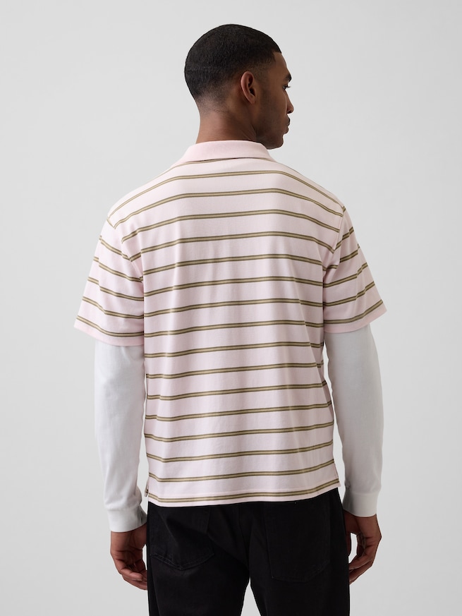 リラックスフィット ピケ クロップド ポロシャツ-2