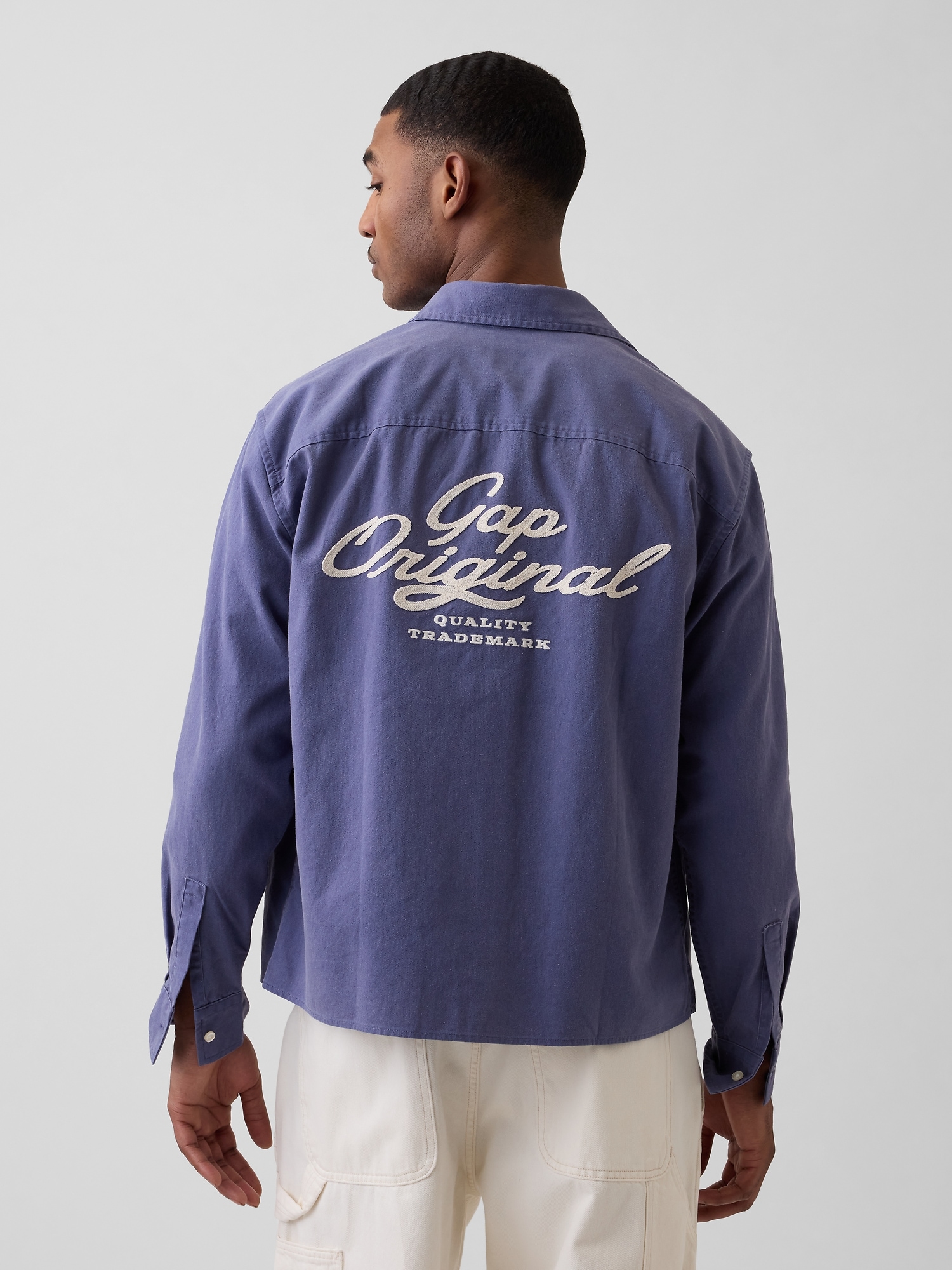 リラックス ストレートヘム キャンバス ユーティリティシャツ-2