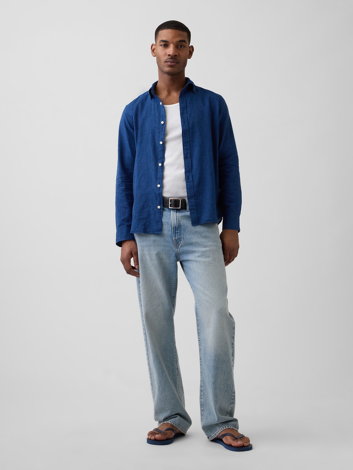 スタンダードフィット リネンブレンドシャツ-1