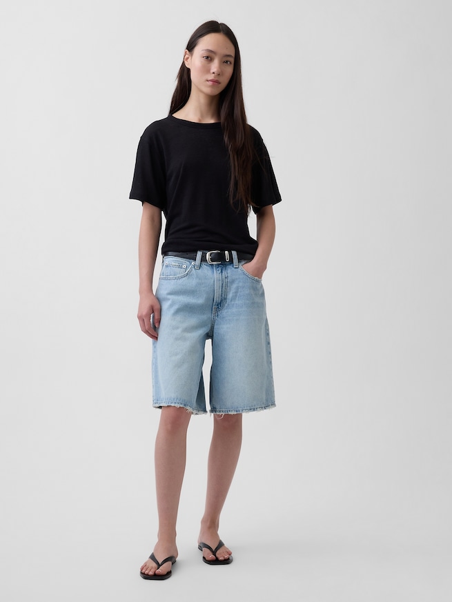 リネンブレンド リラックスフィット Tシャツ-1