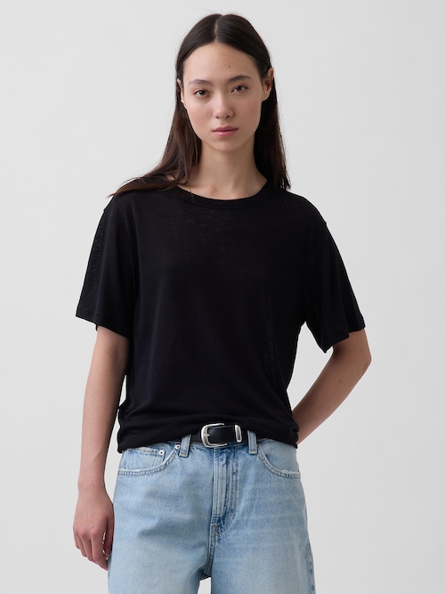 リネンブレンド リラックスフィット Tシャツ