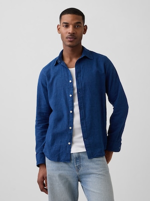 スタンダードフィット リネンブレンドシャツ