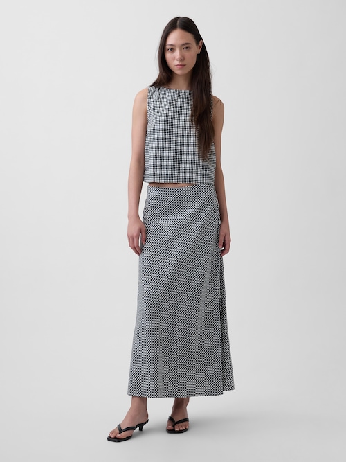 リネンブレンド マキシ スリップスカート