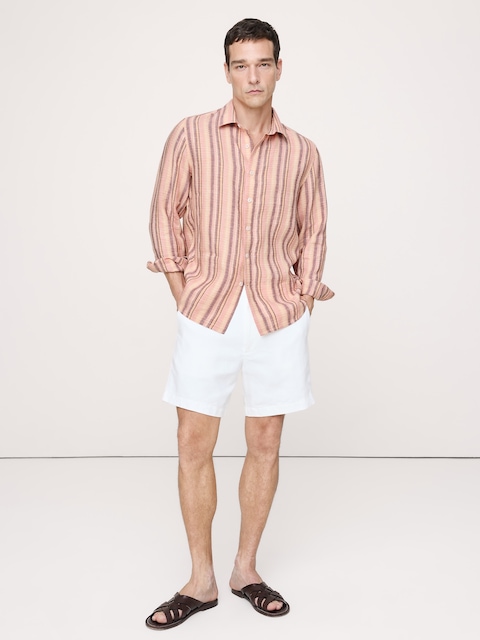 CHEMISE DE COUPE STANDARD EN MÉLANGE DE LIN ET COTON TEXTURÉ