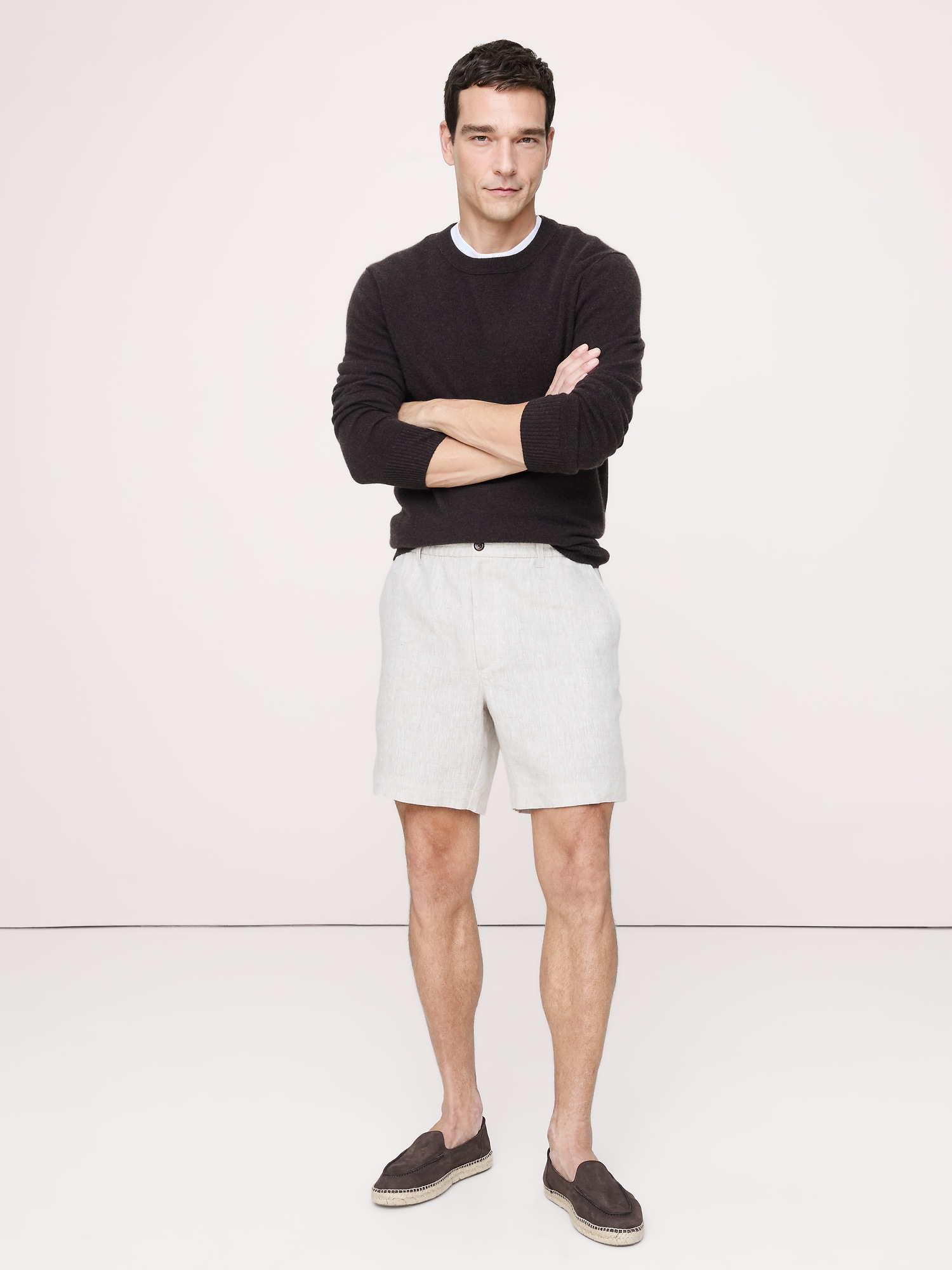 7インチ リネン プルオン ショートパンツ-0