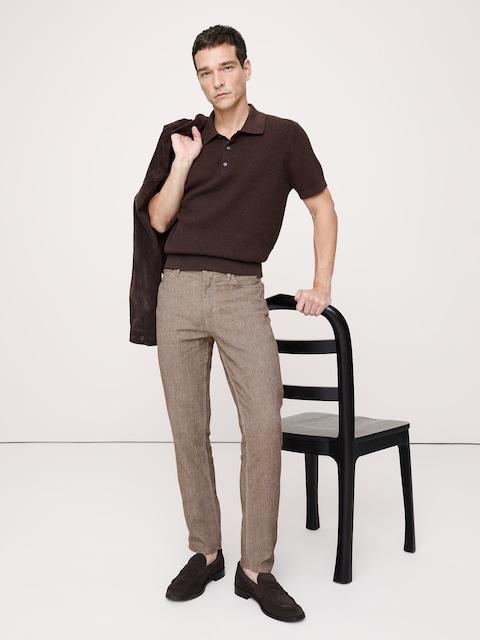 PANTALON VOYAGEUR ÉTROIT EN LIN ET COTON