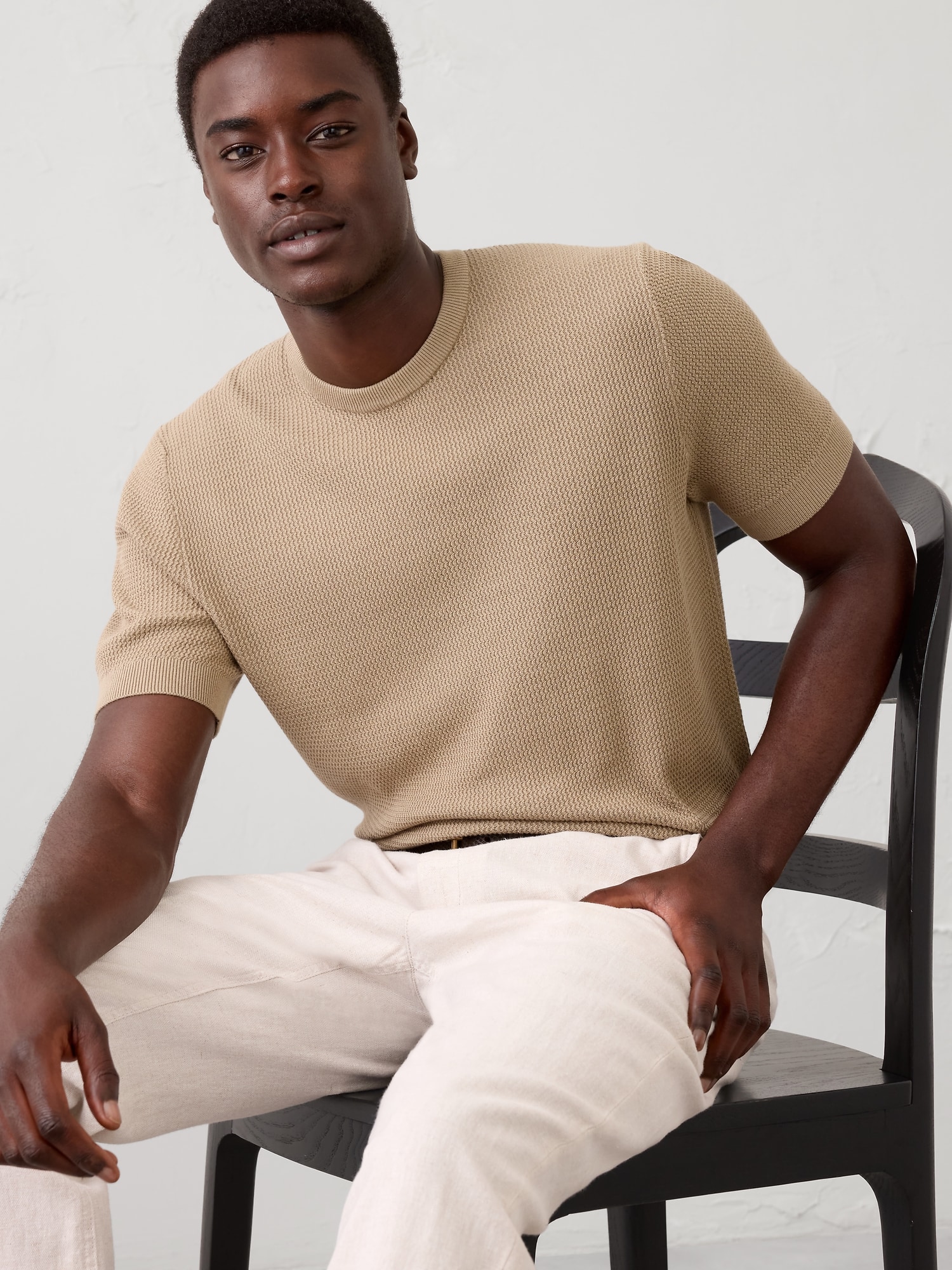 Slim-Fit Textured Sweater T-Shirt